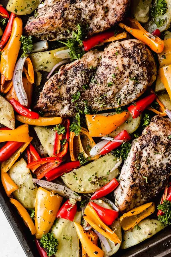 Sheet Pan Italian Chicken with Potatoes and Peppers