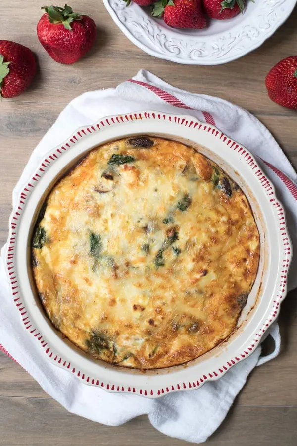 Spinach Mushroom and Feta Crustless Quiche