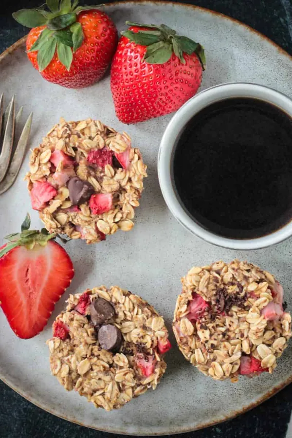 Strawberry Baked Oatmeal Muffins