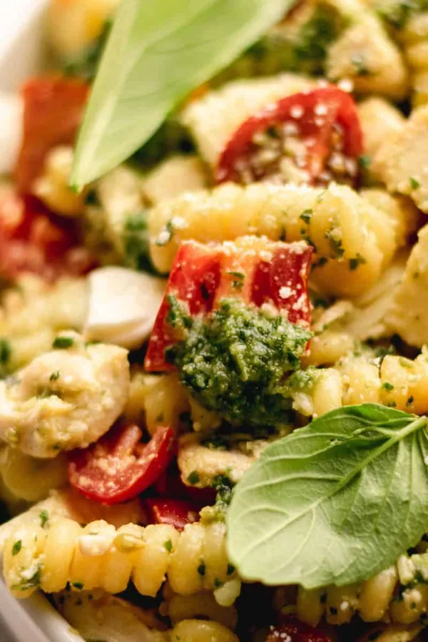 Summer Pesto Chicken Pasta Salad