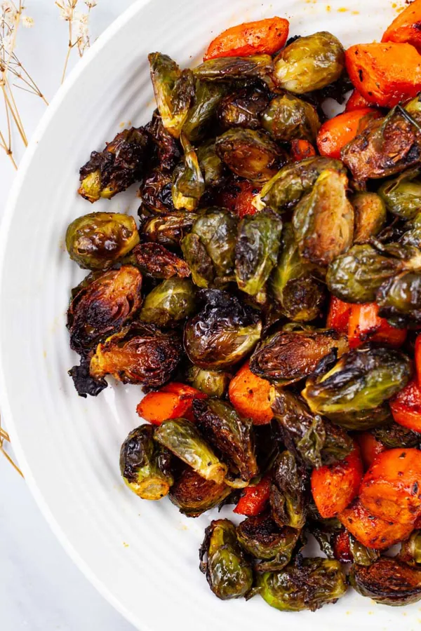 Sweet And Spiced Roasted Brussels Sprouts And Carrots