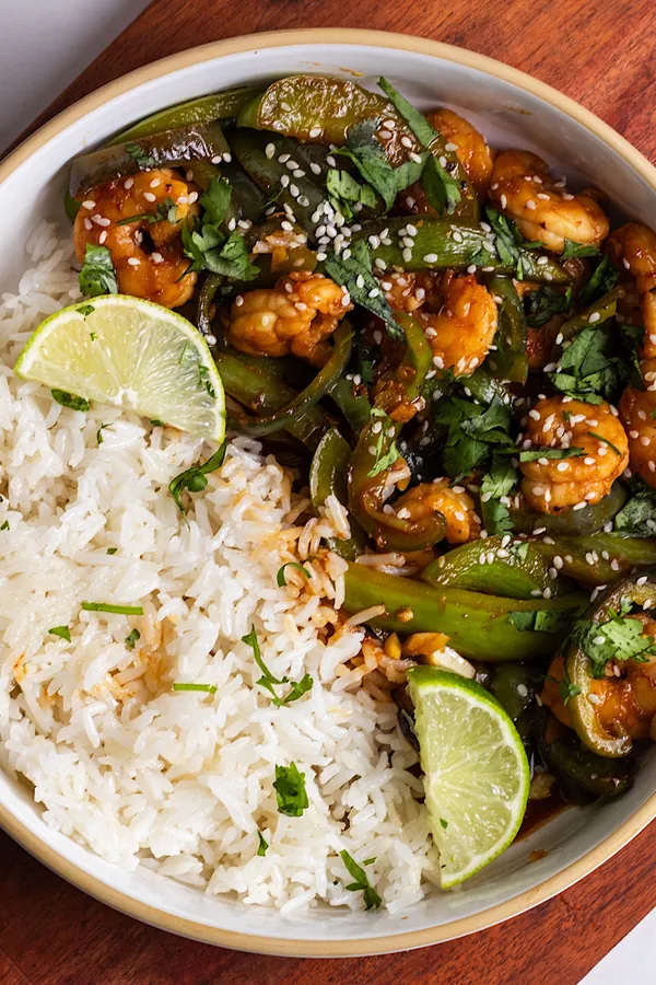 Sweet Chili Shrimp Bowl with Coconut Rice