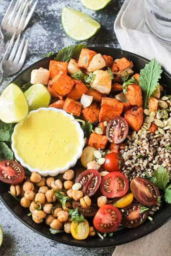 Sweet Potato Quinoa Bowls with Cashew Curry Sauce
