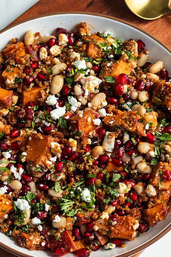 Sweet Potato White Bean Salad With Crispy Quinoa