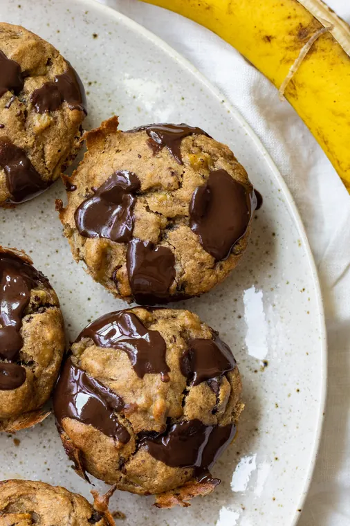 Vegan Banana Chocolate Chip Protein Muffins (with oat flour)