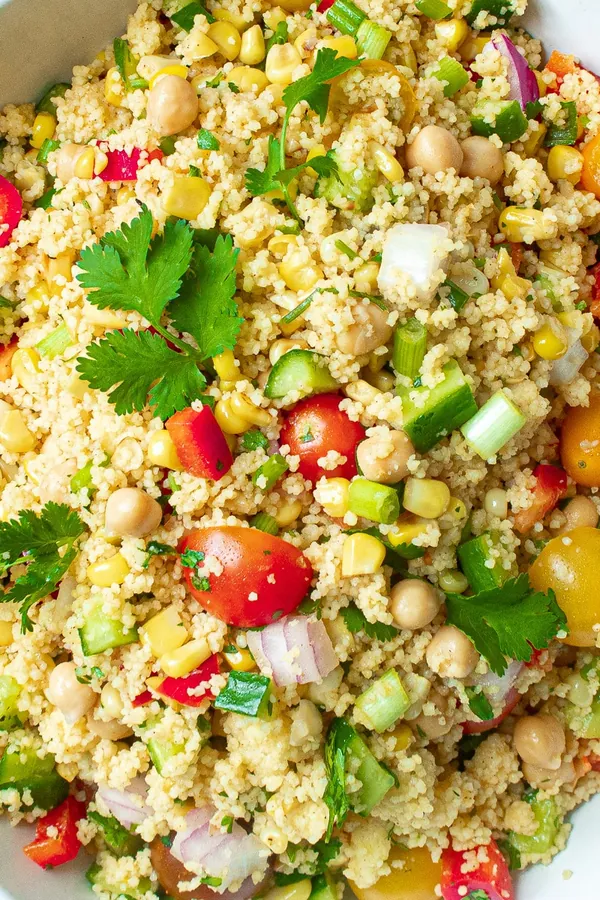Vegan Couscous Salad with Chickpeas and Charred Corn