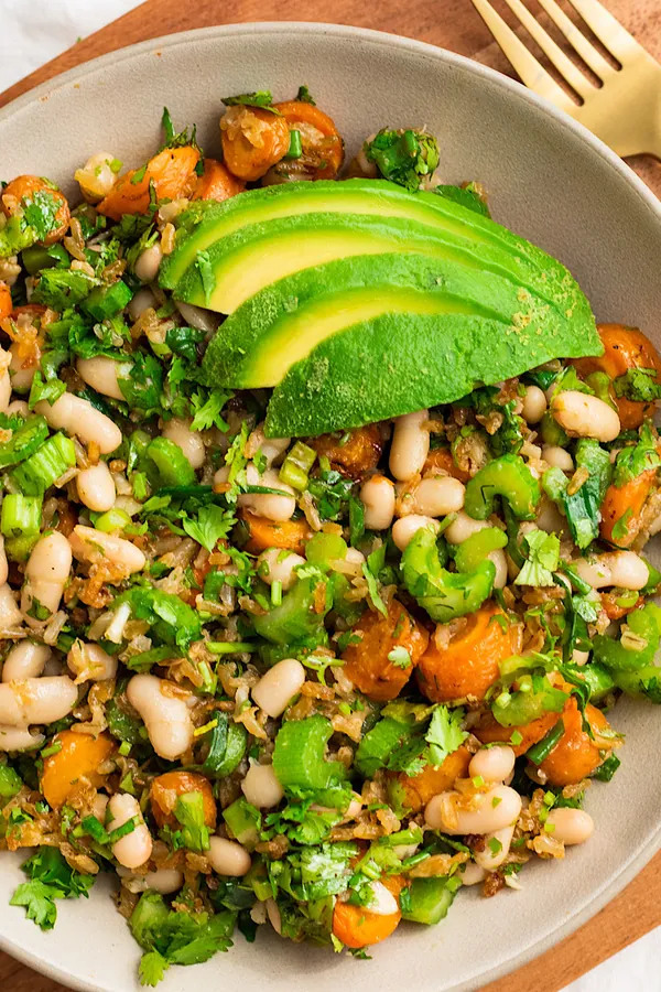 Vegan Crispy Rice White Bean Spring Salad