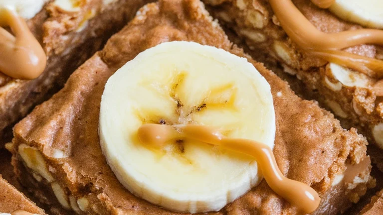 Almond Butter Banana Oat Blondies - Featured