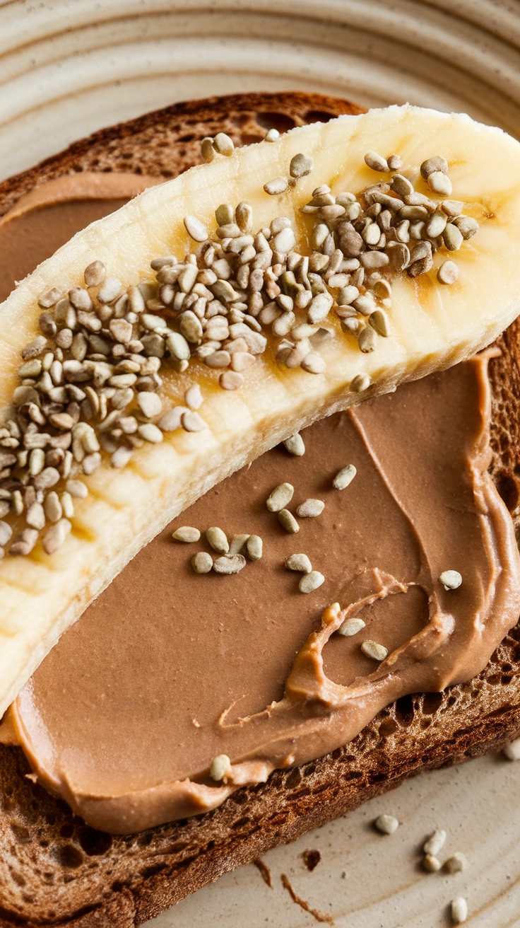 Almond Butter Banana Toast with Hemp Seeds