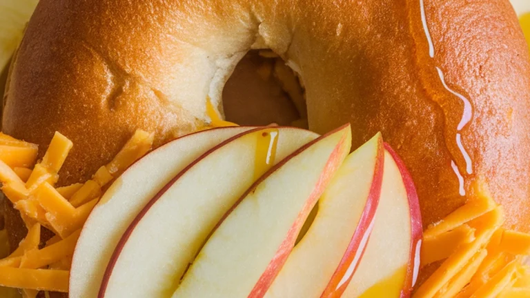 Apple, Cheddar, and Honey Bagel - Featured