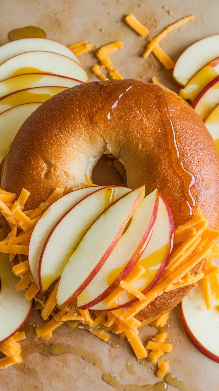Apple, Cheddar, and Honey Bagel