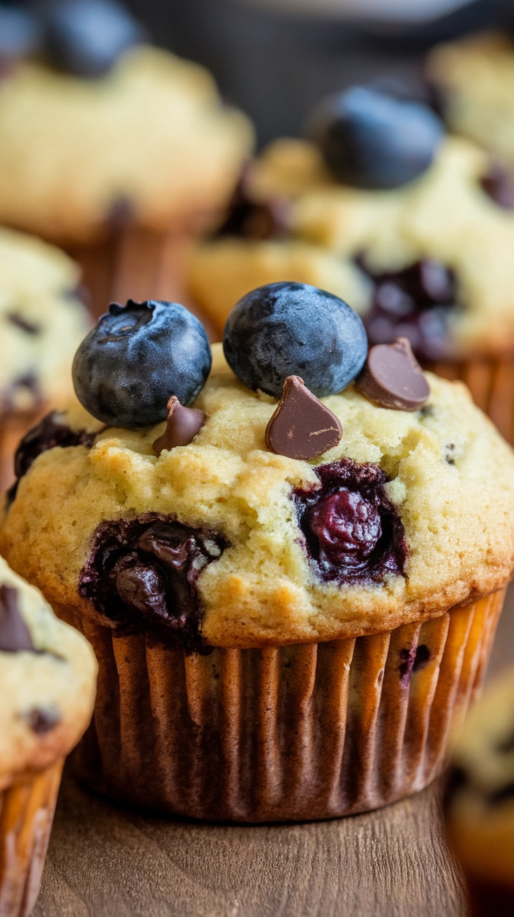 Avocado Blueberry Dark Chocolate Muffins