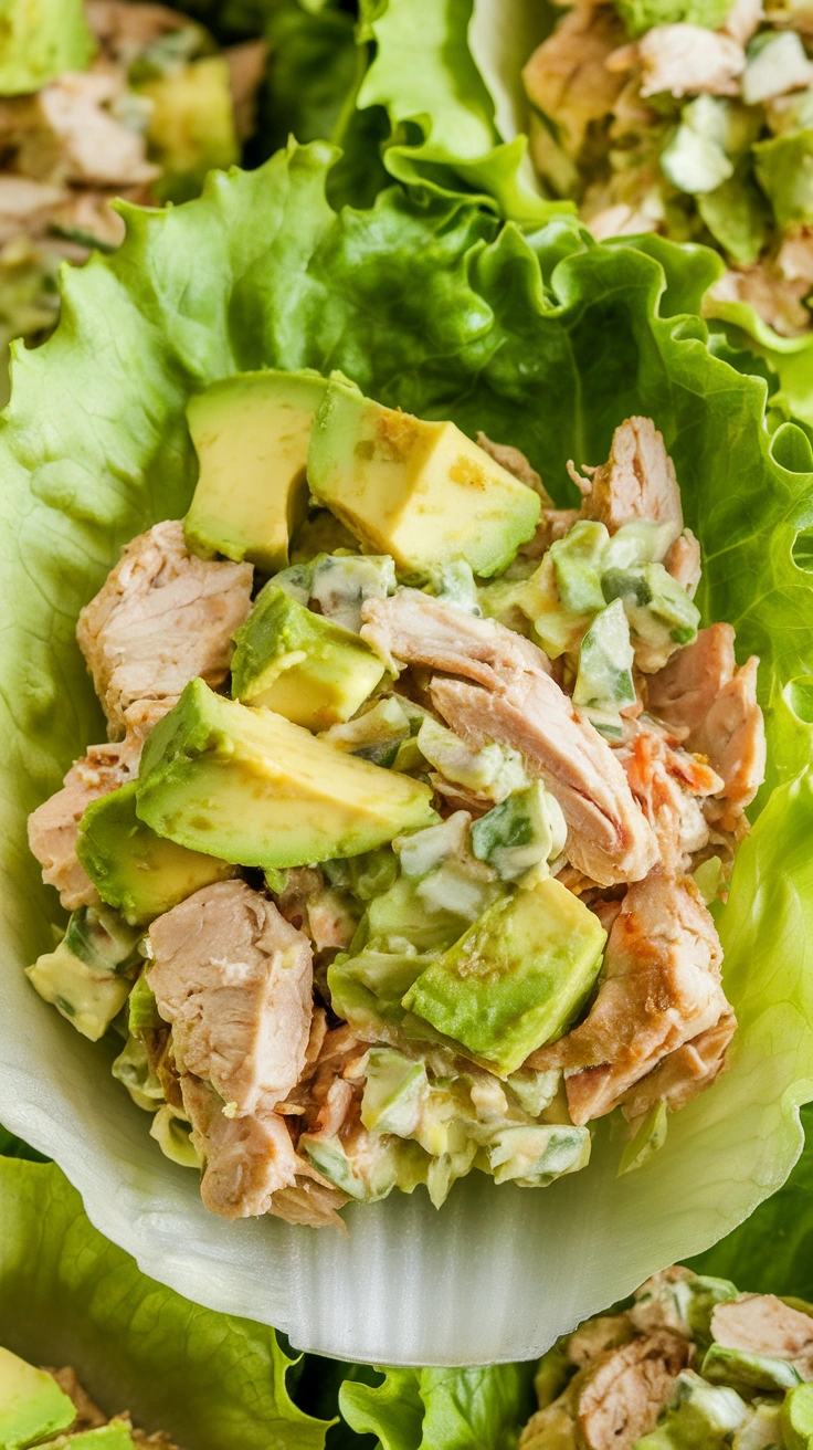 Avocado Chicken Salad Lettuce Wraps