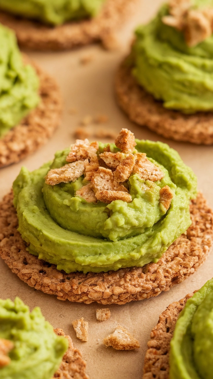 Avocado Mash on Whole Grain Crackers