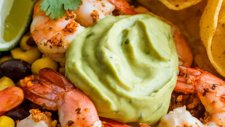Baja Shrimp Burrito Bowl with Avocado Crema - Featured