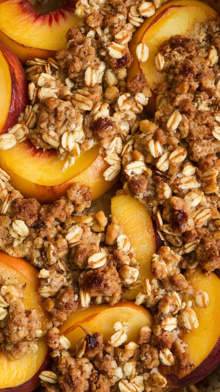 Baked Peaches with Cinnamon Oat Crumble