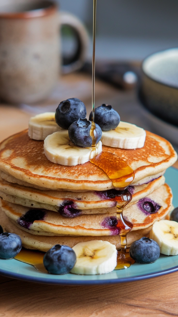 Banana Blueberry Spelt Pancakes