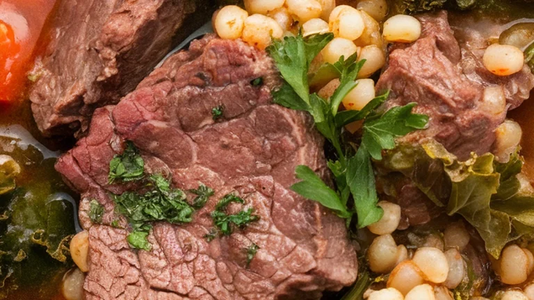 Beef and Pearl Barley Stew with Kale - Featured