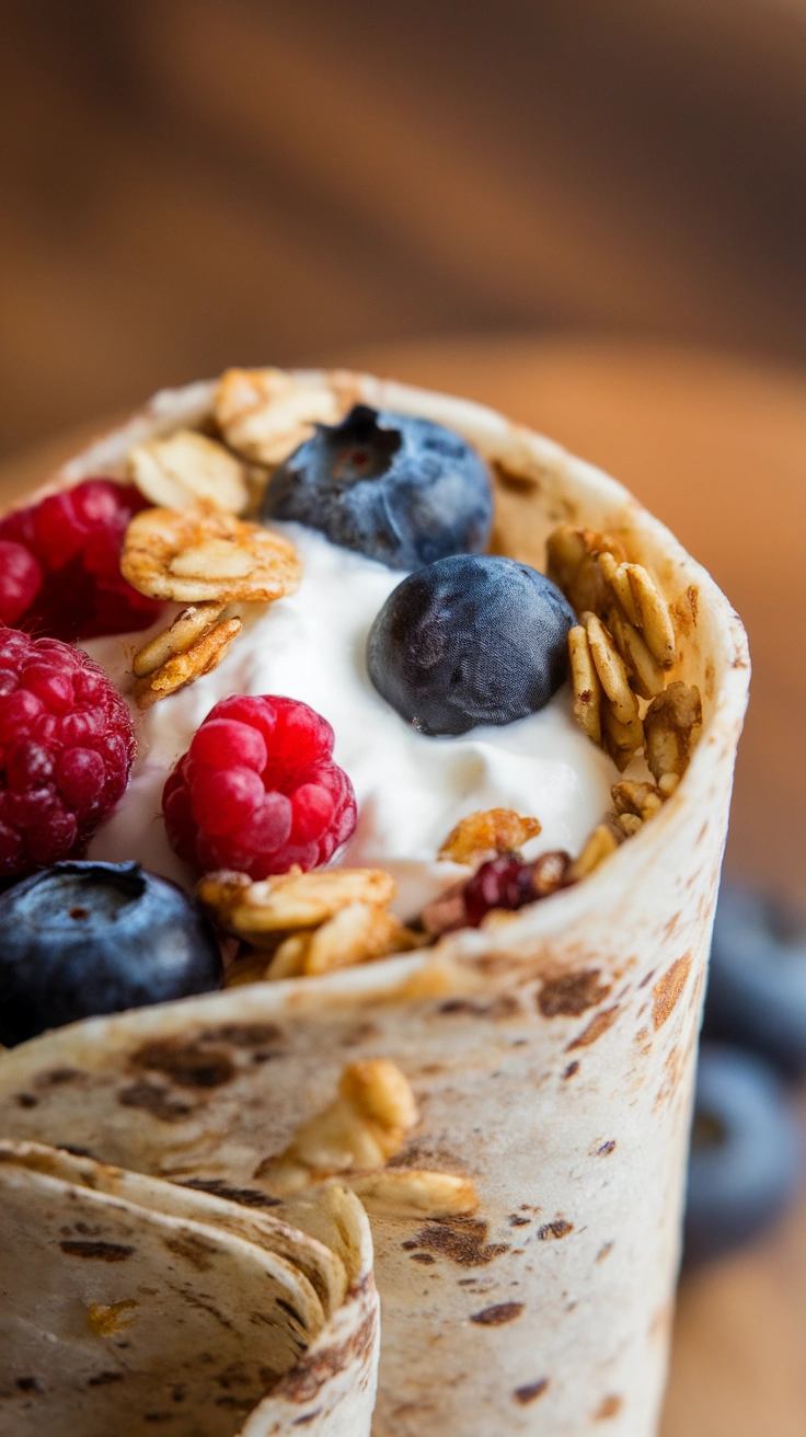 Berry and Greek Yogurt Granola Wraps