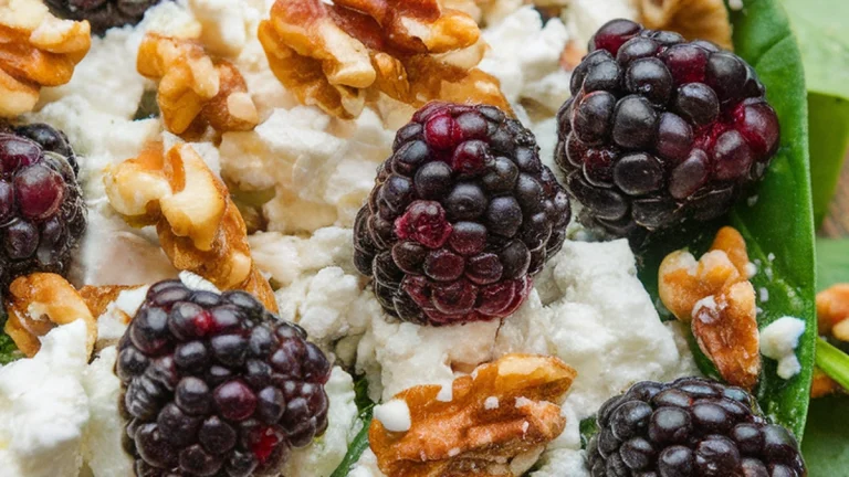 Blackberry Spinach Salad with Feta and Walnuts - Featured
