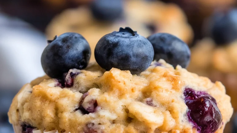 Blueberry Banana Oat Muffins - Featured