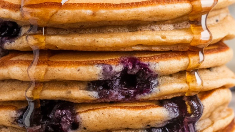 Blueberry Whole Wheat Banana Pancakes - Featured