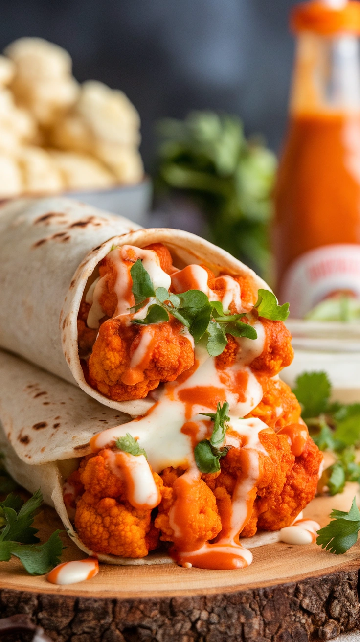 Buffalo Cauliflower Burritos