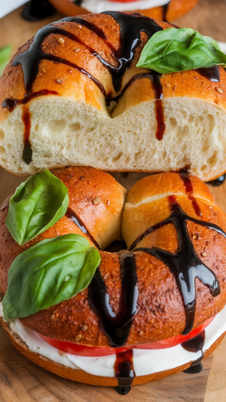 Caprese Bagel with Balsamic Glaze