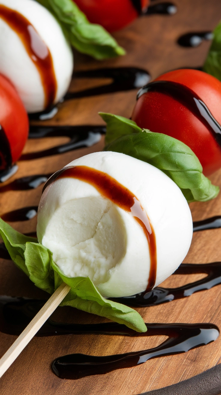 Caprese Skewers with Balsamic Glaze
