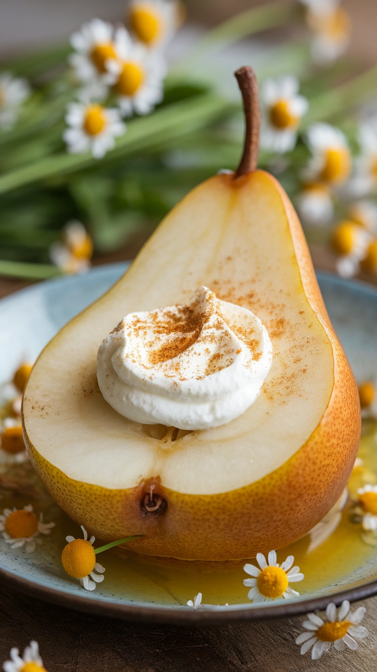 Chamomile Poached Pears