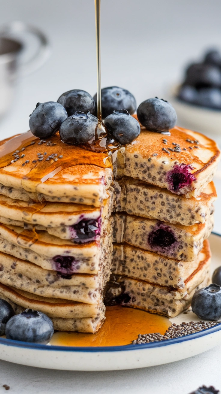 Chia Seed Blueberry Pancakes