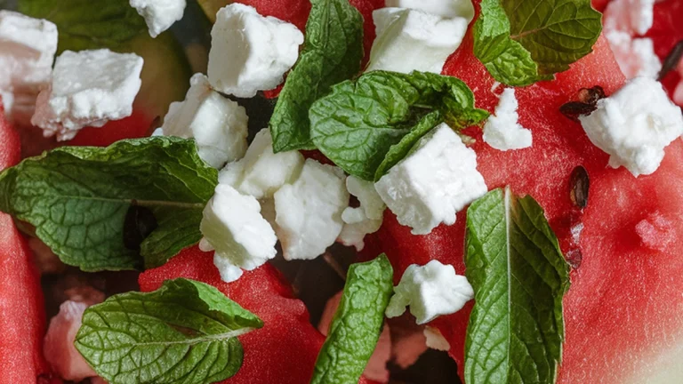 Chilled Watermelon Wedges with Feta and Mint - Featured