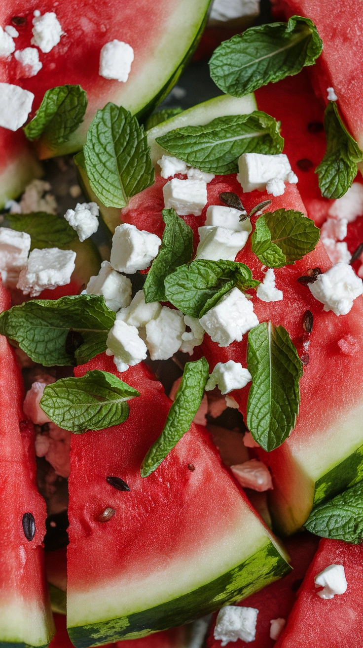 Chilled Watermelon Wedges with Feta and Mint