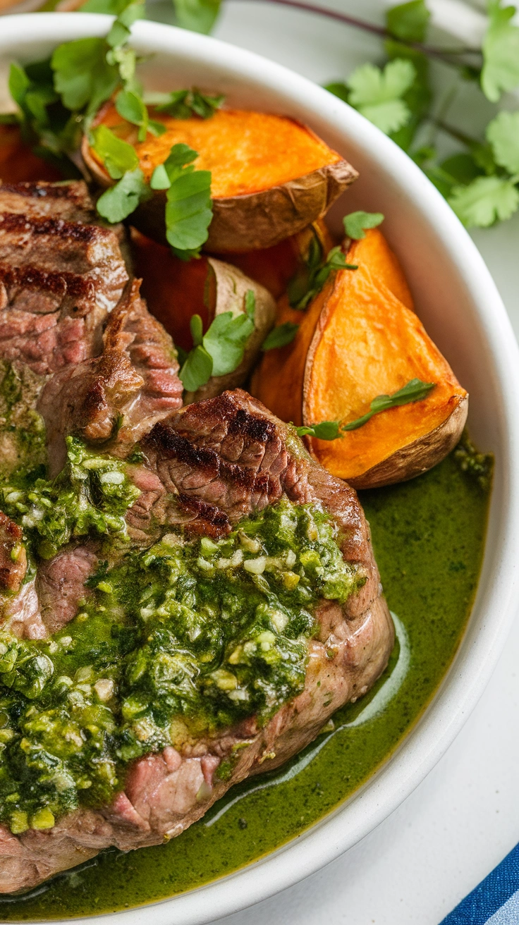 Chimichurri Steak and Roasted Sweet Potato Bowl