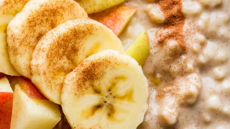 Cinnamon Apple Banana Oat Porridge - Featured