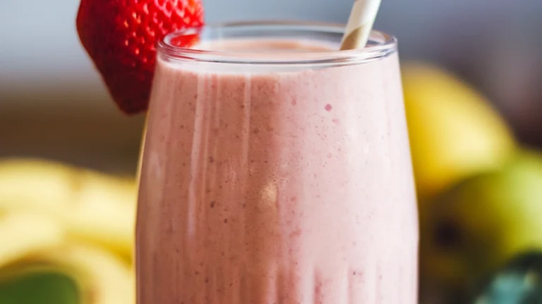 Classic Strawberry Banana Yogurt Smoothie - Featured