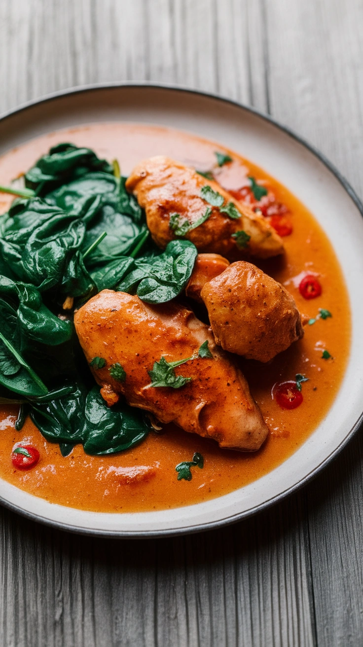 Coconut Curry Chicken with Spinach