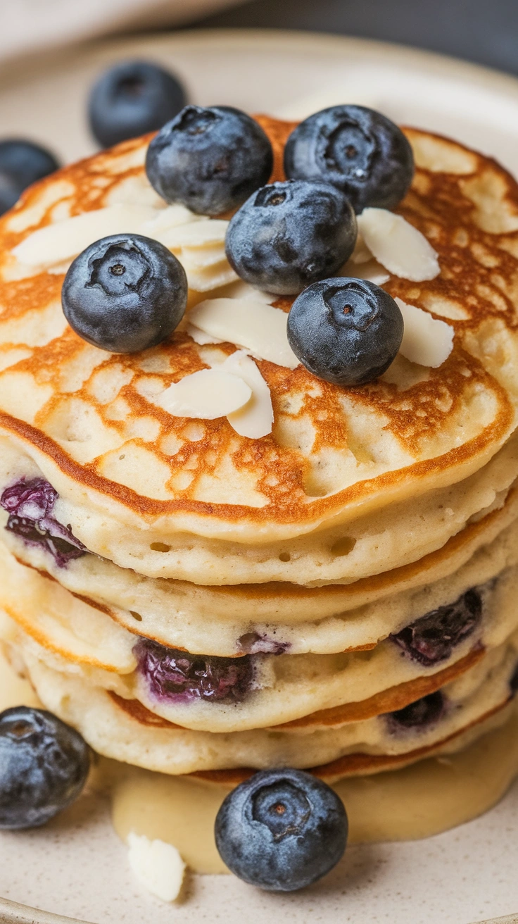 Cottage Cheese and Blueberry Almond Pancakes