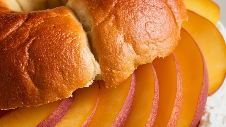 Cottage Cheese and Sliced Peach Bagel - Featured