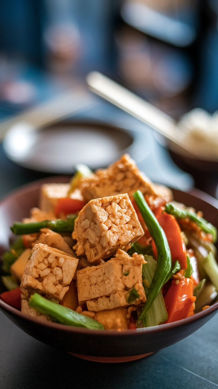 Crispy Tofu and Vegetable Stir-Fry Bowl