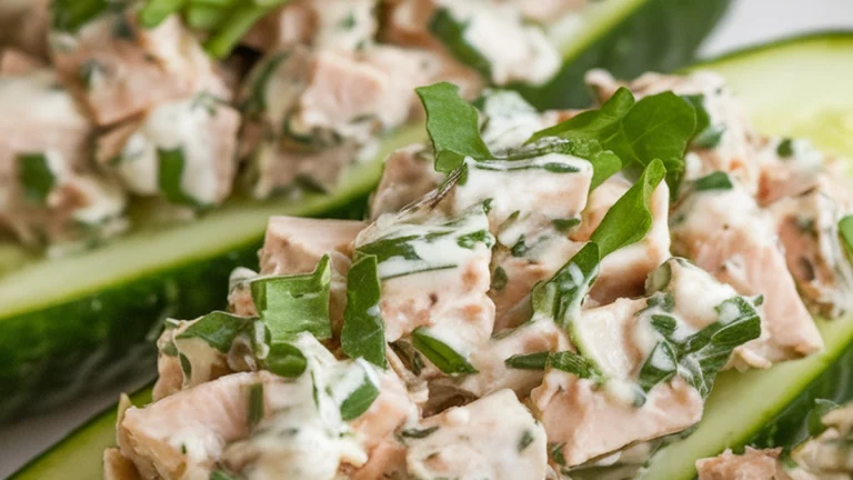 Cucumber Boats with Herb Turkey Salad - Featured