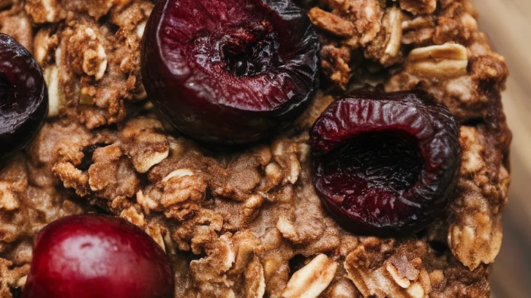 Dark Chocolate Cherry Baked Oatmeal - Featured