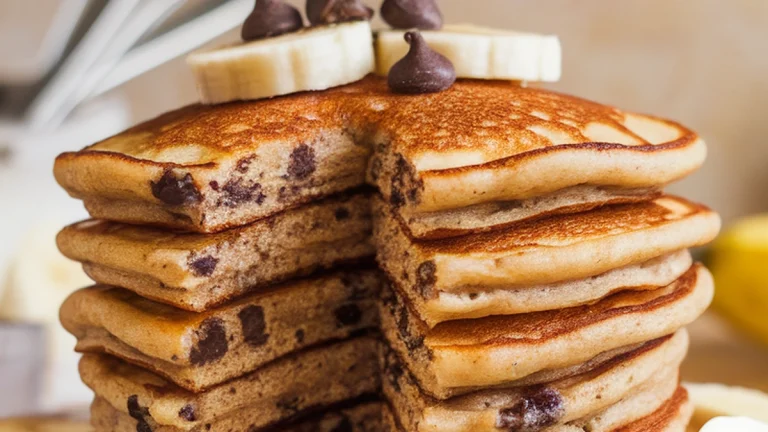 Dark Chocolate Chip Banana Pancakes - Featured