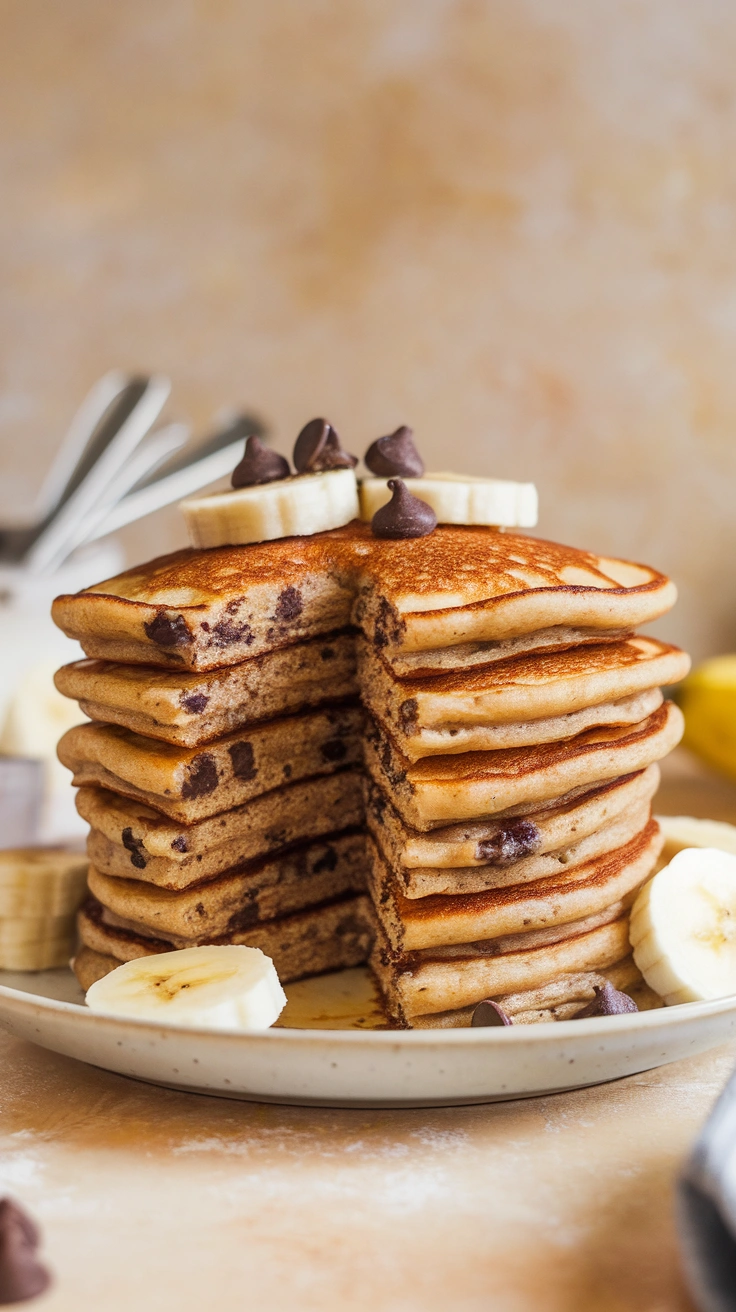 Dark Chocolate Chip Banana Pancakes