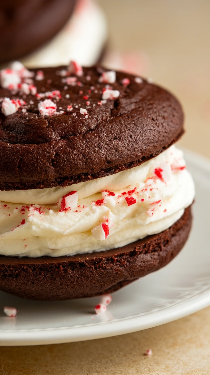 Dark Chocolate Peppermint Whoopie Pies