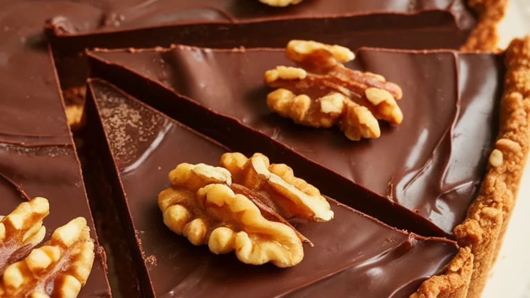 Dark Chocolate Walnut Tart with Oat Crust - Featured