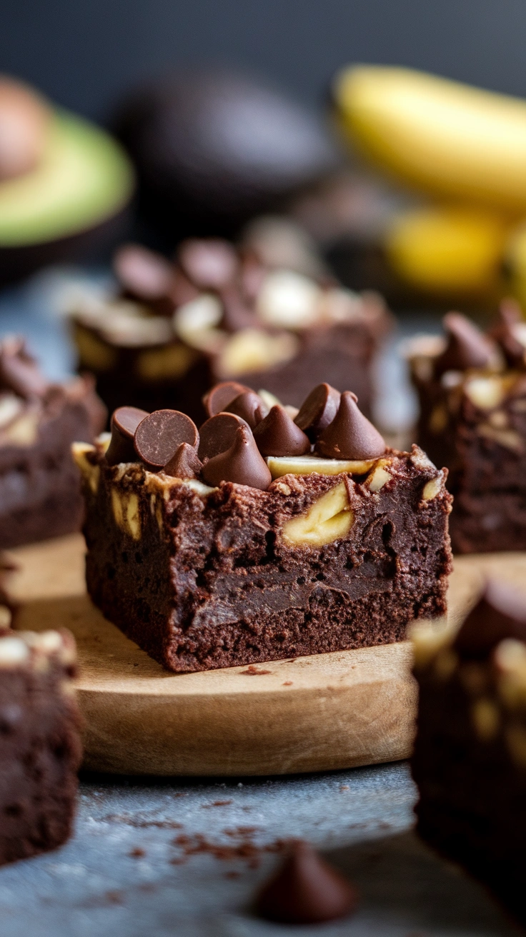 Fudgy Avocado Banana Brownies
