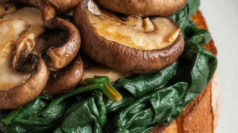 Garlic Mushroom and Wilted Spinach Toast - Featured