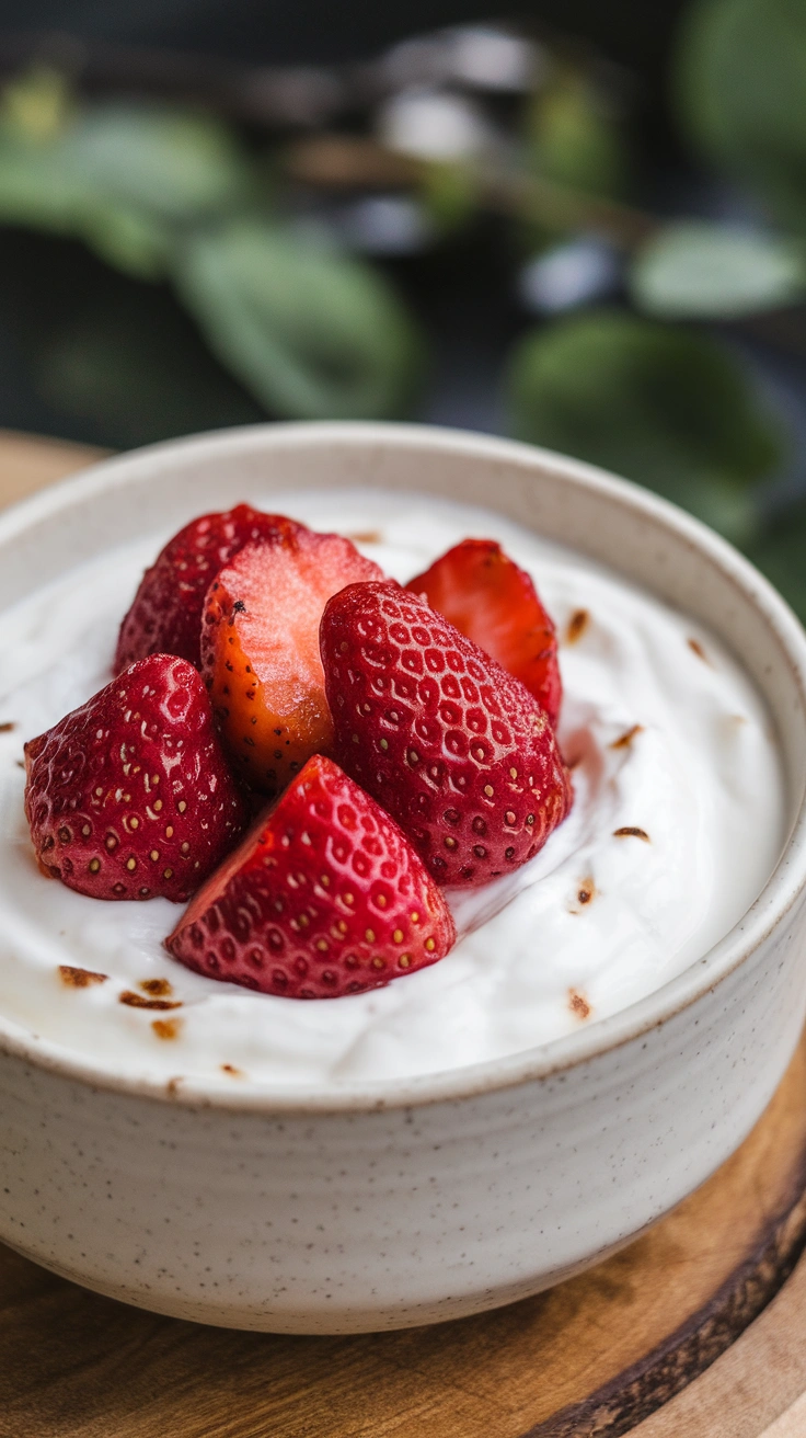 Greek Yogurt and Roasted Strawberry Bowl