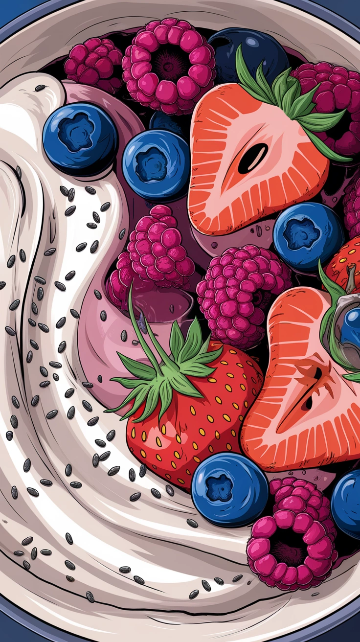 Greek Yogurt Bowl with Chia Seeds and Berries